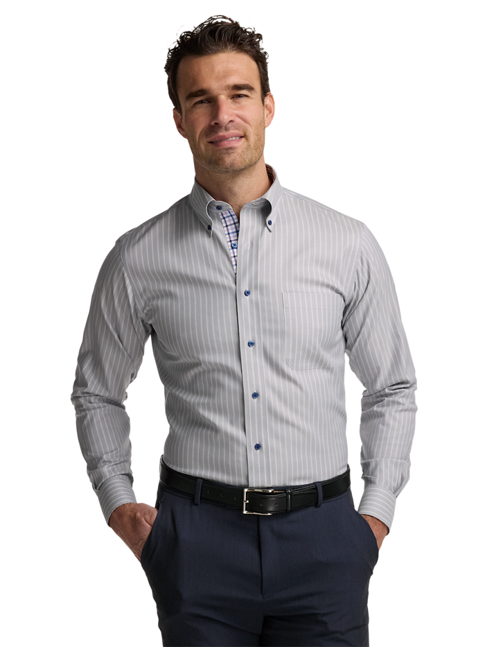 Alternate Image of Traveler Cotton Blend Stripe Dress Shirt With Contrast Trim-1
