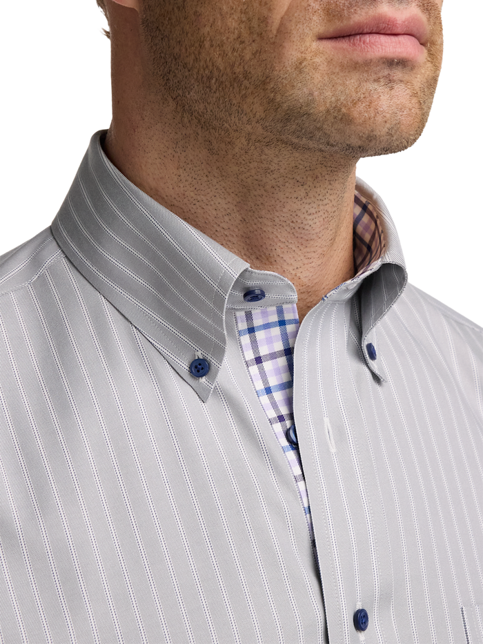 Alternate Image of Traveler Cotton Blend Stripe Dress Shirt With Contrast Trim-2
