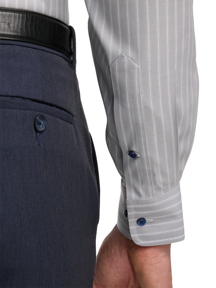 Alternate Image of Traveler Cotton Blend Stripe Dress Shirt With Contrast Trim-3