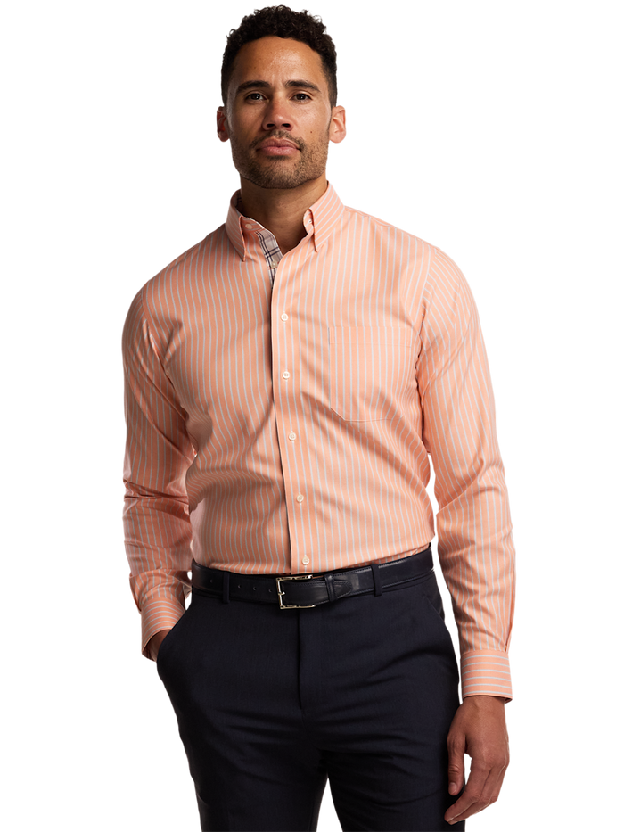 Alternate Image of Travel Cotton Blend Stripe Dress Shirt With Contrast Trim-1