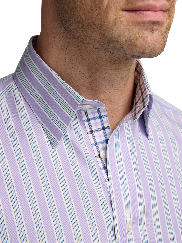 Alternate Image of Traveler Cotton Blend Stripe Dress Shirt With Contrast Trim-2