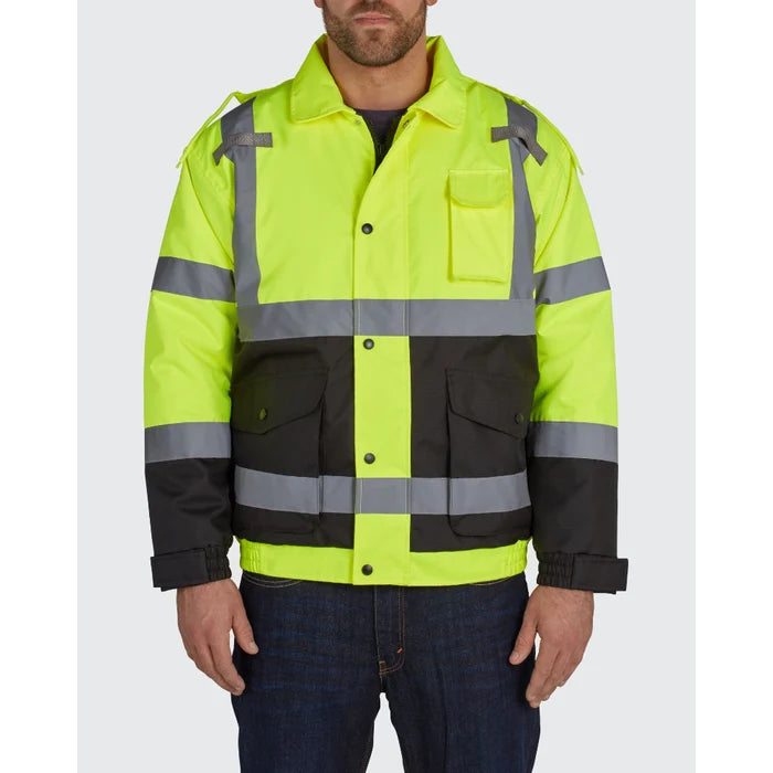 utility-pro-hivis-quilt-lined-bomber-yellow-orange-class-3-safety-jacket-uhv562
