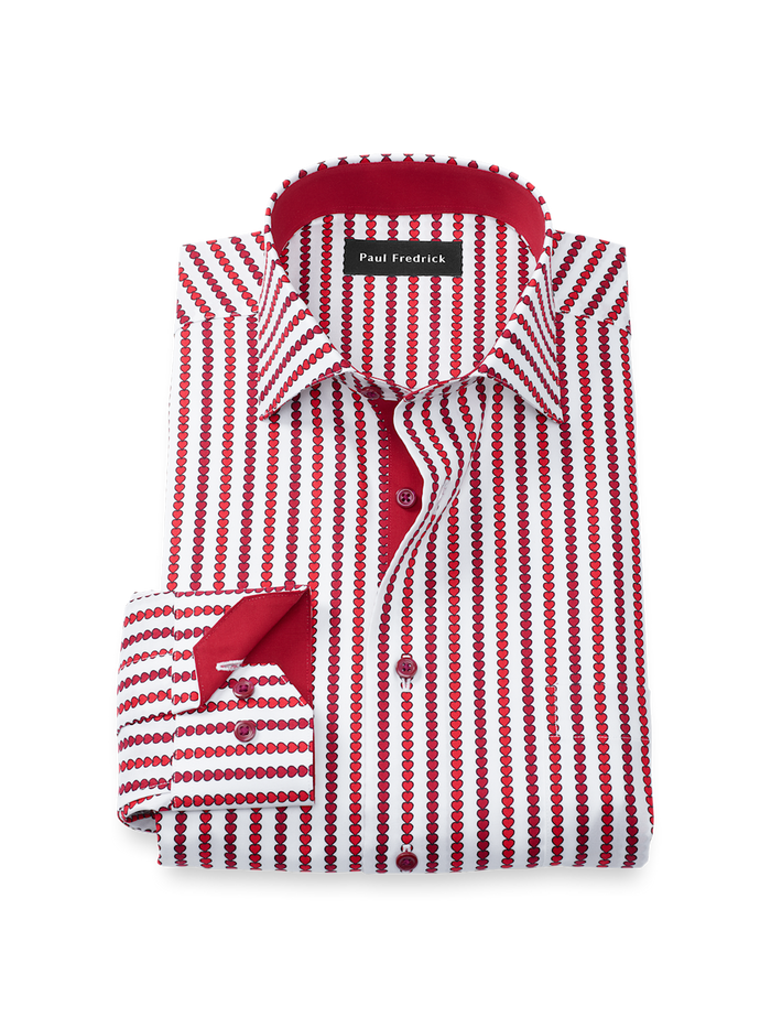 Product Image of Comfort Stretch Non-iron Heart Dress Shirt With Contrast Trim-White/Red