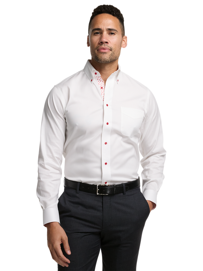 Alternate Image of Comfort Stretch Non-iron Solid Dress Shirt With Contrast Trim-1