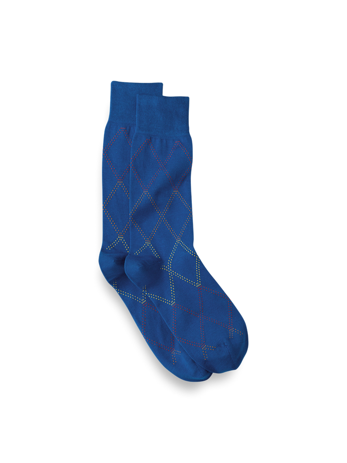 Product Image of Windowpane Cotton Blend Sock-Blue Multi