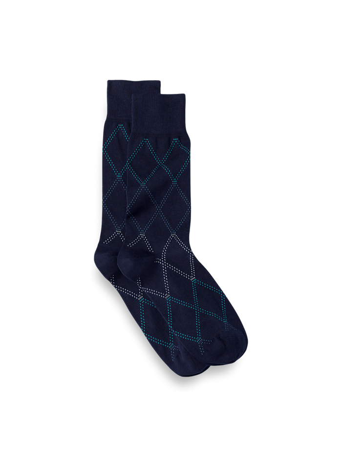 Product Image of Windowpane Cotton Blend Sock-Navy Multi