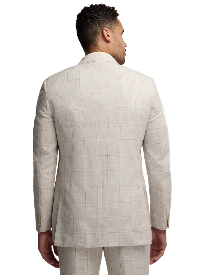 Alternate Image of Windowpane Linen Blend Single Breasted Notch Lapel Suit Jacket-6
