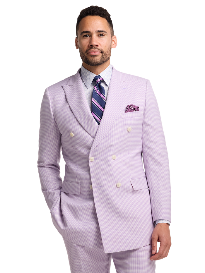 Alternate Image of Wool Blend Houndstooth Double Breasted Peak Lapel Suit Jacket-1