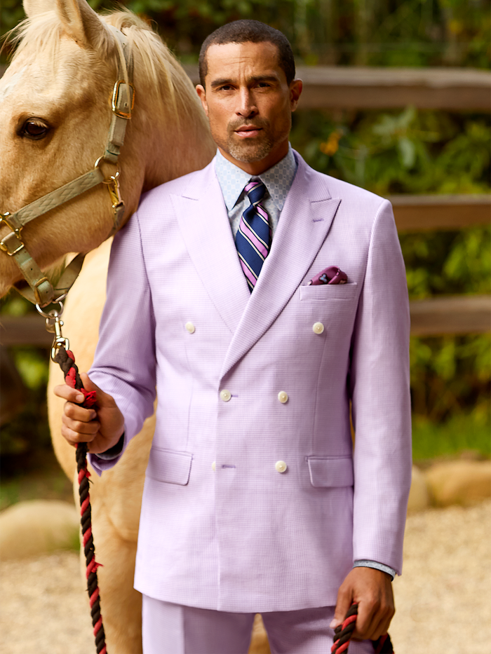 Alternate Image of Wool Blend Houndstooth Double Breasted Peak Lapel Suit Jacket-7