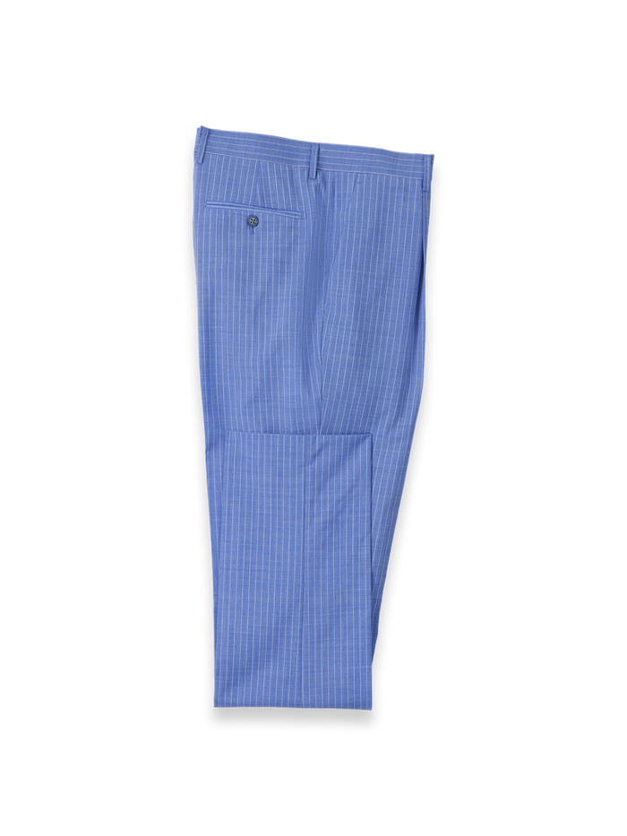 Product Image of Wool Blend Pindstripe Single Pleat Suit Pant-Blue