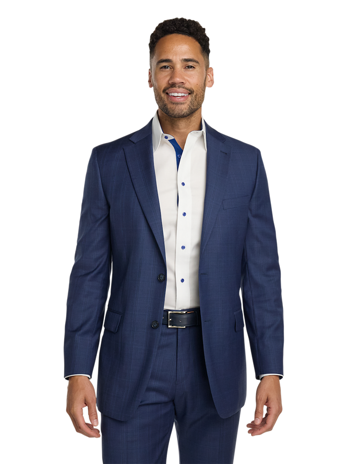 Alternate Image of Wool Blend Plaid Single Breasted Notch Lapel Suit Jacket-1