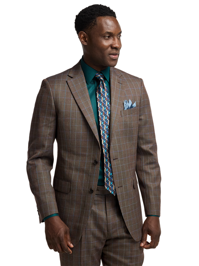 Alternate Image of Wool Blend Plaid Single Breasted Notch Lapel Suit Jacket-1