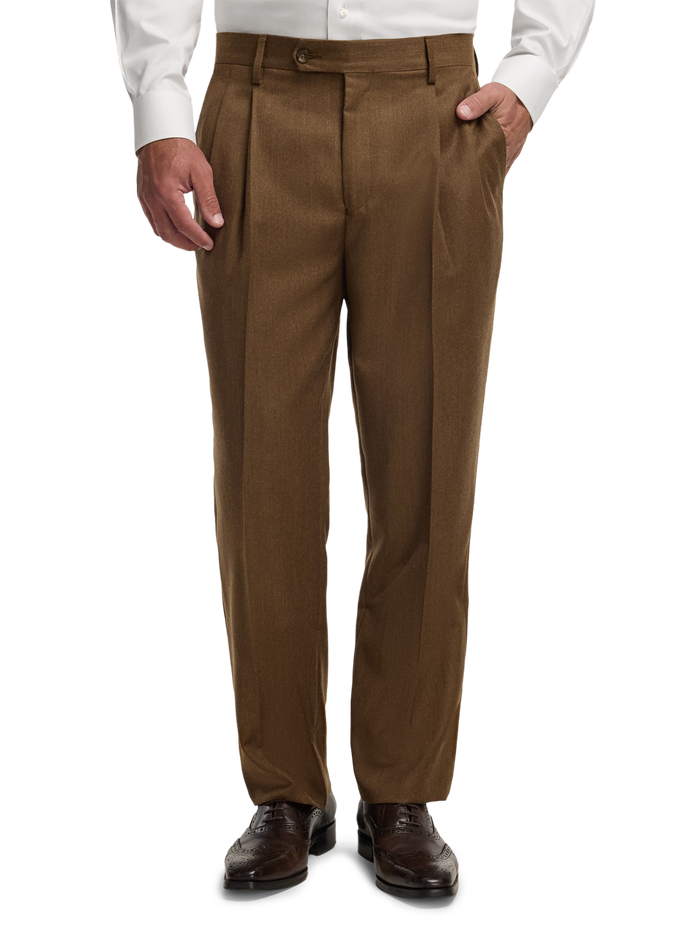 Alternate Image of Wool Flannel Solid Pants-1#model_pleated front