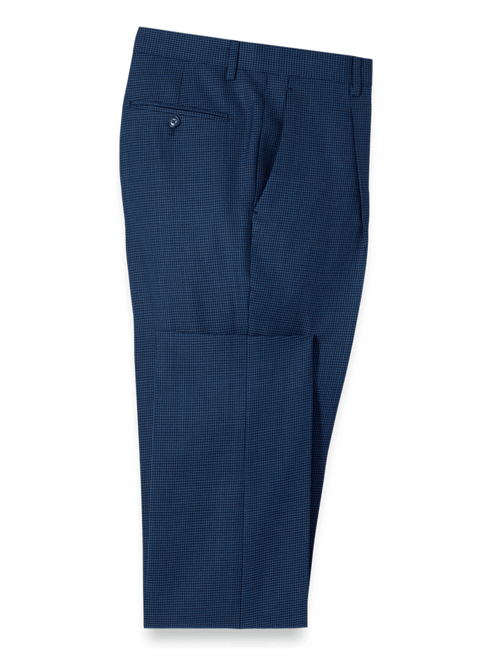 Product Image of Wool Houndstooth Single Pleat Suit Pants-Blue