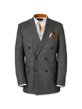 Product Image of Wool Plaid Double Breasted Peak Lapel Suit Jacket-Charcoal