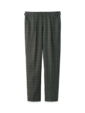 Wool Plaid Single Pleat Side Tab Pant - Green