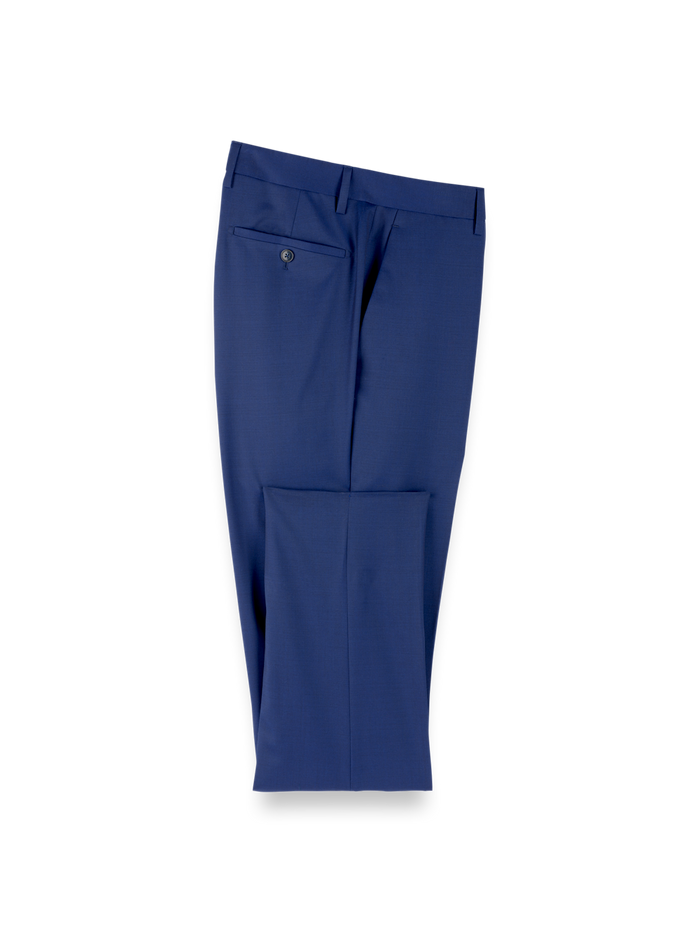 Product Image of Wool Solid Flat Front Suit Pants-Blue