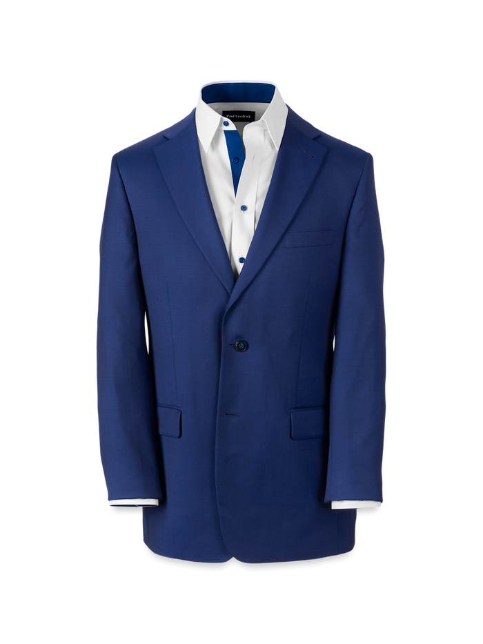 Product Image of Wool Solid Single Breasted Notch Lapel Suit Jacket-Blue