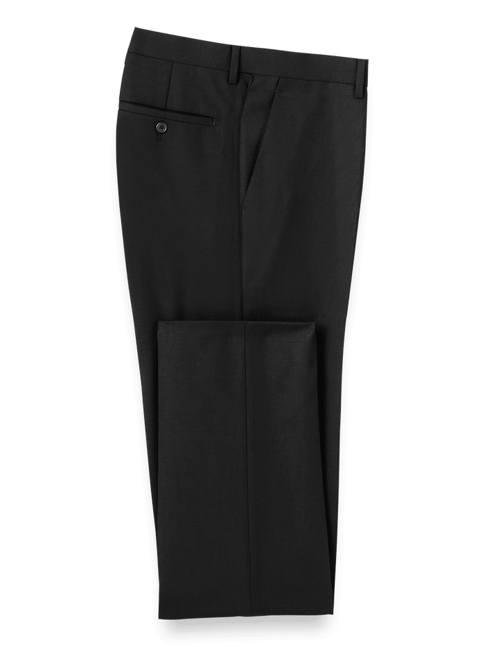 Product Image of Wool Stretch Bengaline Flat Front Suit Pants-Black