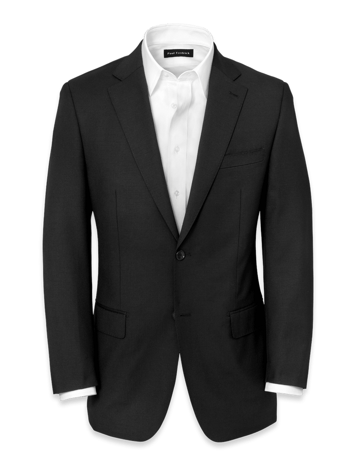 Product Image of Wool Stretch Bengaline Notch Lapel Suit Jacket-Black